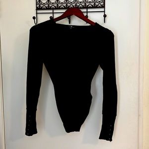 7 for All Mankind Long Sleeve Black Bodysuit. Size Small
